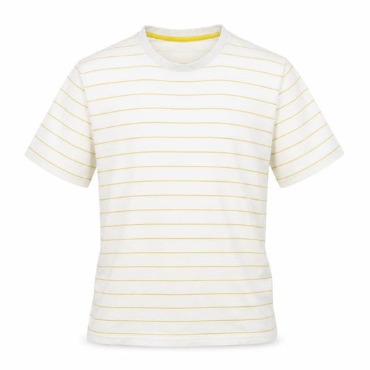 Front view of Jaeger Men's White Striped Short Sleeve T-Shirt S