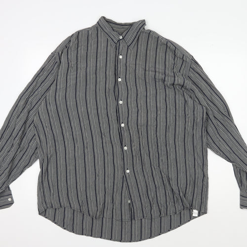 Jasper Conran Unisex Grey Striped Button-Up Shirt L