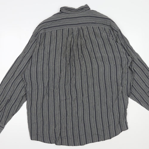 Jasper Conran Unisex Grey Striped Button-Up Shirt L