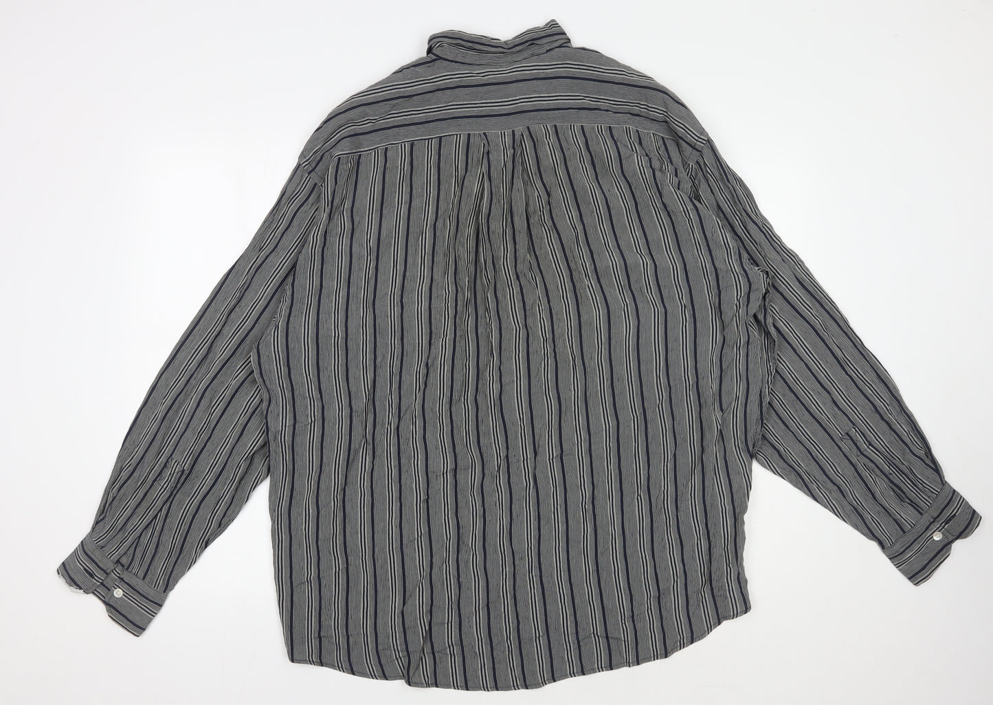 Jasper Conran Unisex Grey Striped Button-Up Shirt L