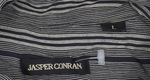 Jasper Conran Unisex Grey Striped Button-Up Shirt L