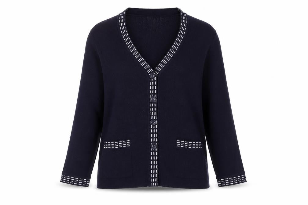 Eastex Women's Black Cardigan, Size 10 - V-Neck, Long Sleeve