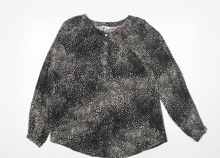 Joules Women's Black Animal Print Blouse Size 10