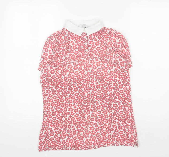 Laura Ashley Women's Red Floral Collared Blouse Size 10