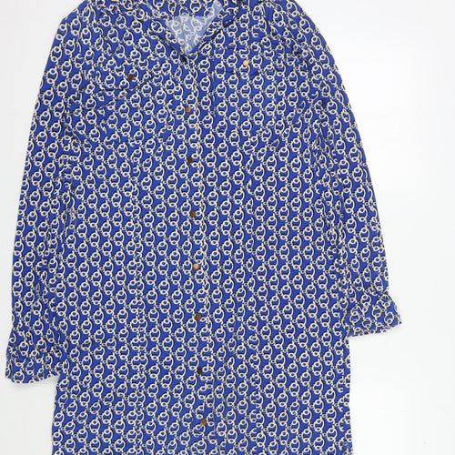 Laura Ashley Women's Blue Geometric Long Sleeve Dress