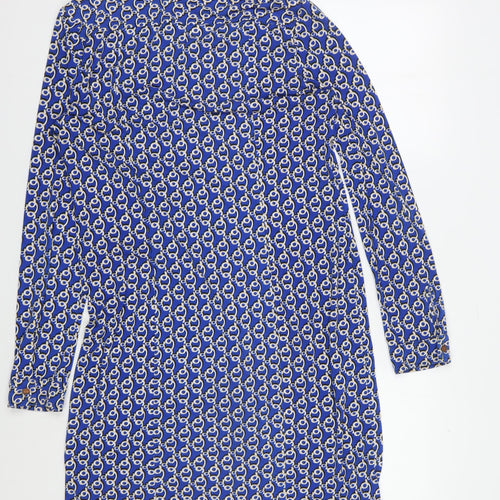 Laura Ashley Women's Blue Geometric Long Sleeve Dress