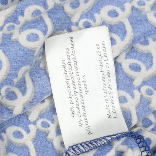 Laura Ashley Women's Blue Geometric Long Sleeve Dress