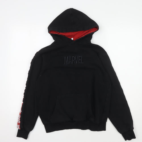 Marvel Boys Black XS Pullover Hoodie with Logo Accents