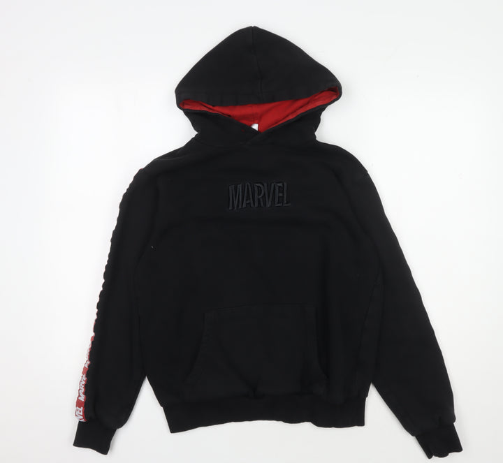 Marvel Boys Black XS Pullover Hoodie with Logo Accents