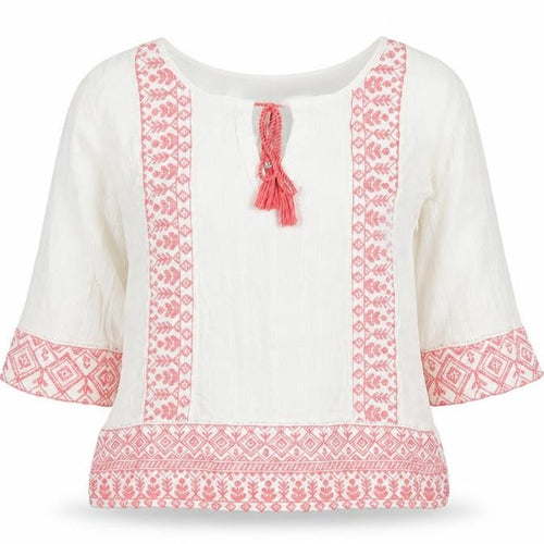 FatFace Ivory Bohemian Blouse Women’s Size 6 Embroidered
