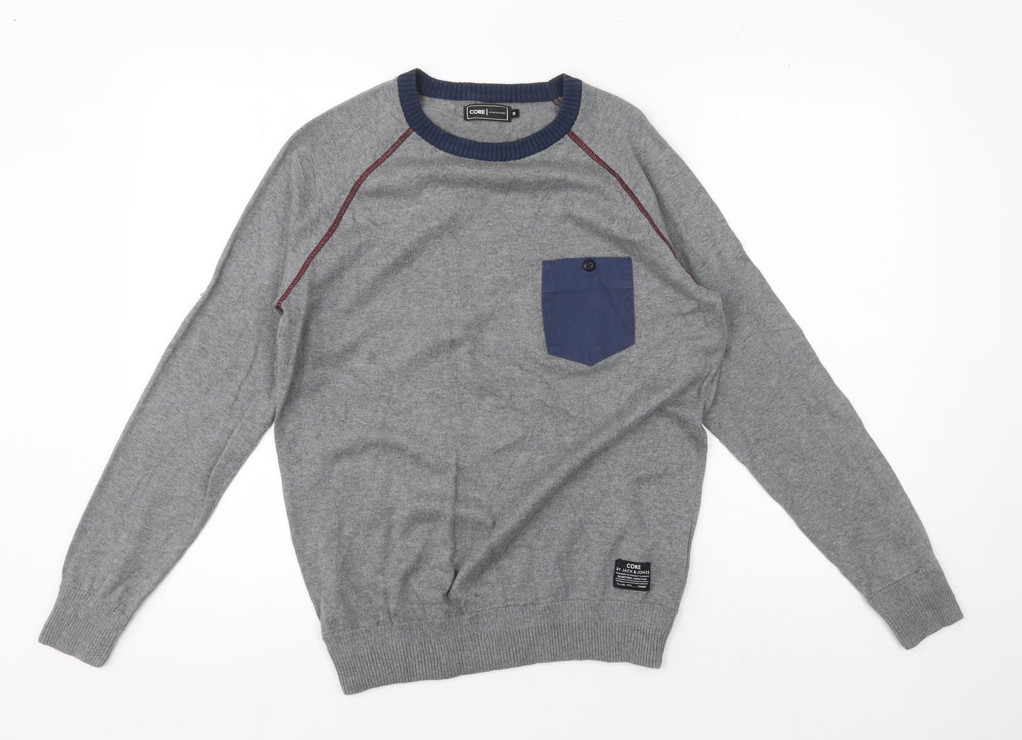 Jack & Jones Men’s Grey Crew Neck Pullover Jumper M