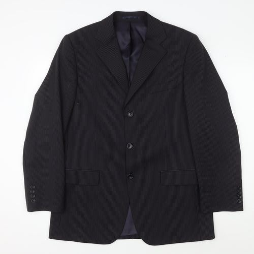 Jaeger Men's Black Pinstripe Blazer, 40R, Formal Business