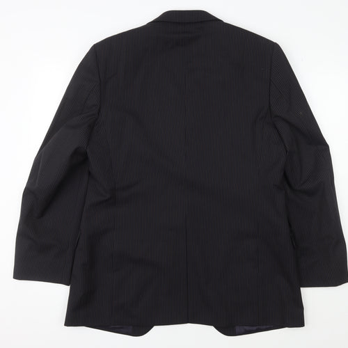 Jaeger Men's Black Pinstripe Blazer, 40R, Formal Business