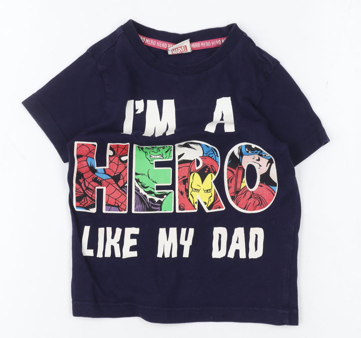 Marvel Boys Blue Superhero Graphic T-Shirt, Size 2-3 Years