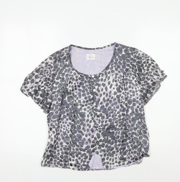 Eastex Grey Animal Print Blouse, Women's UK 10