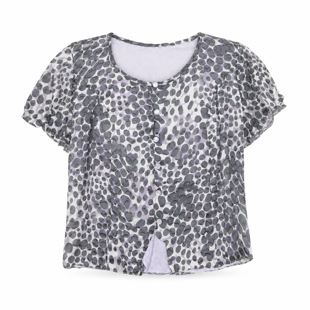 Eastex Grey Animal Print Blouse, Women's UK 10