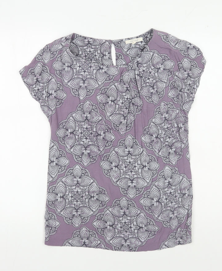White Stuff Women Purple Geometric Top Size 8