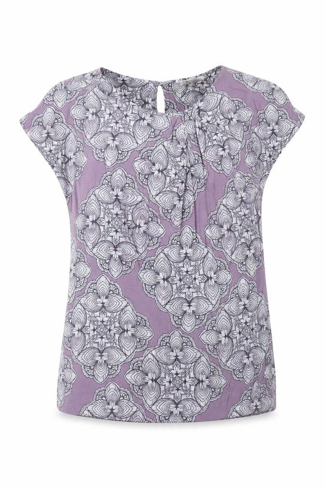 Front view of White Stuff Women Purple Geometric Top, size 8