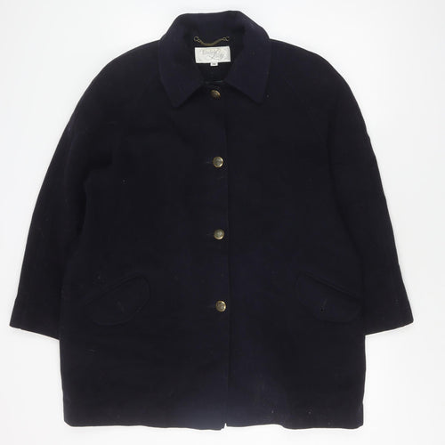 English Lady Black Wool Coat Women Size 16 Button Classic