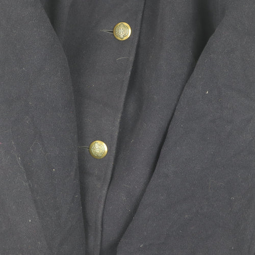 English Lady Black Wool Coat Women Size 16 Button Classic
