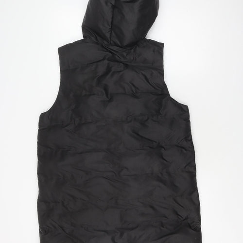 Zara Women's Black Hooded Puffer Waistcoat L Casual