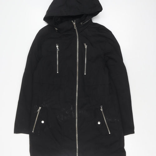 Next Women's Black Long Parka Jacket Size 10, Hooded & Zipped