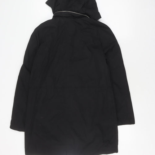 Next Women's Black Long Parka Jacket Size 10, Hooded & Zipped