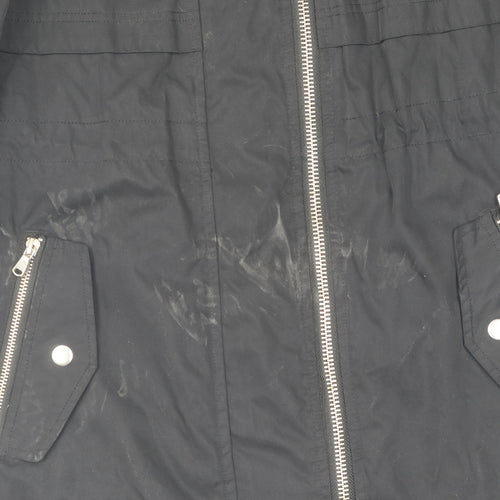 Next Women's Black Long Parka Jacket Size 10, Hooded & Zipped