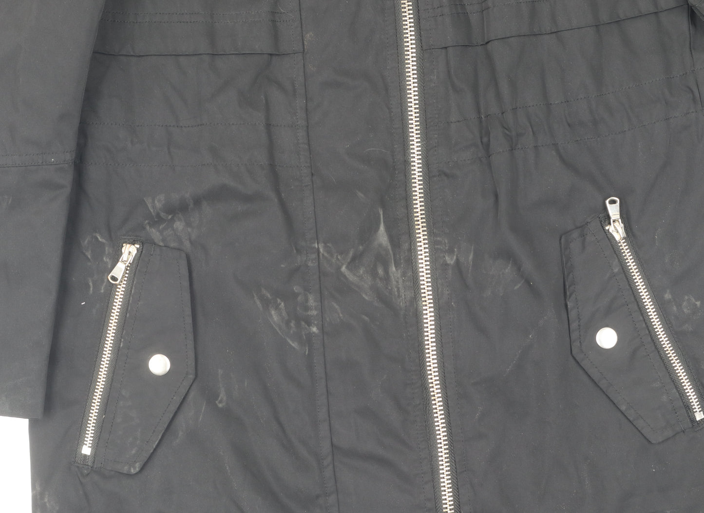 Next Women's Black Long Parka Jacket Size 10, Hooded & Zipped