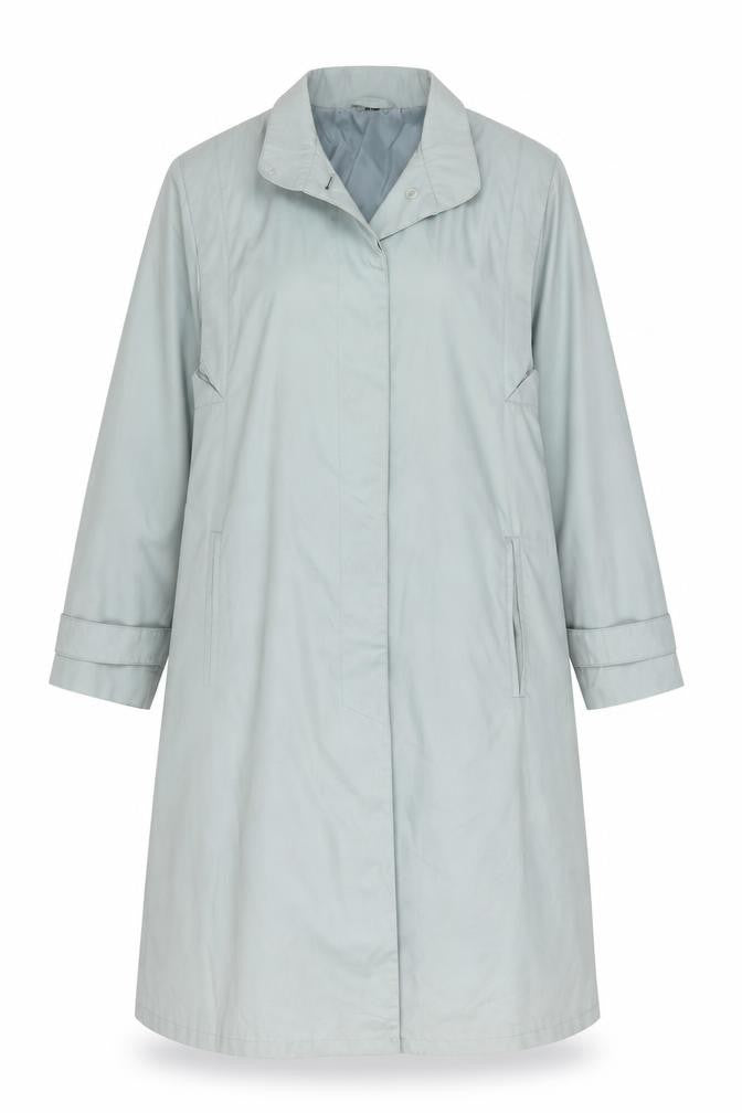 Front view of Canda Women's Blue Trench Coat, size 10, - Stylish & Practical