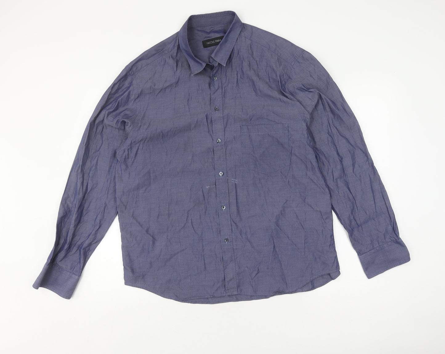 Nicole Farhi Men's Blue Long Sleeve Button-Up Shirt