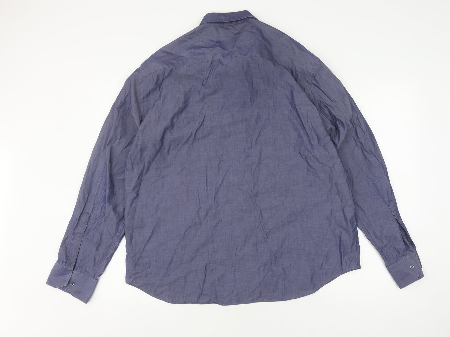 Nicole Farhi Men's Blue Long Sleeve Button-Up Shirt