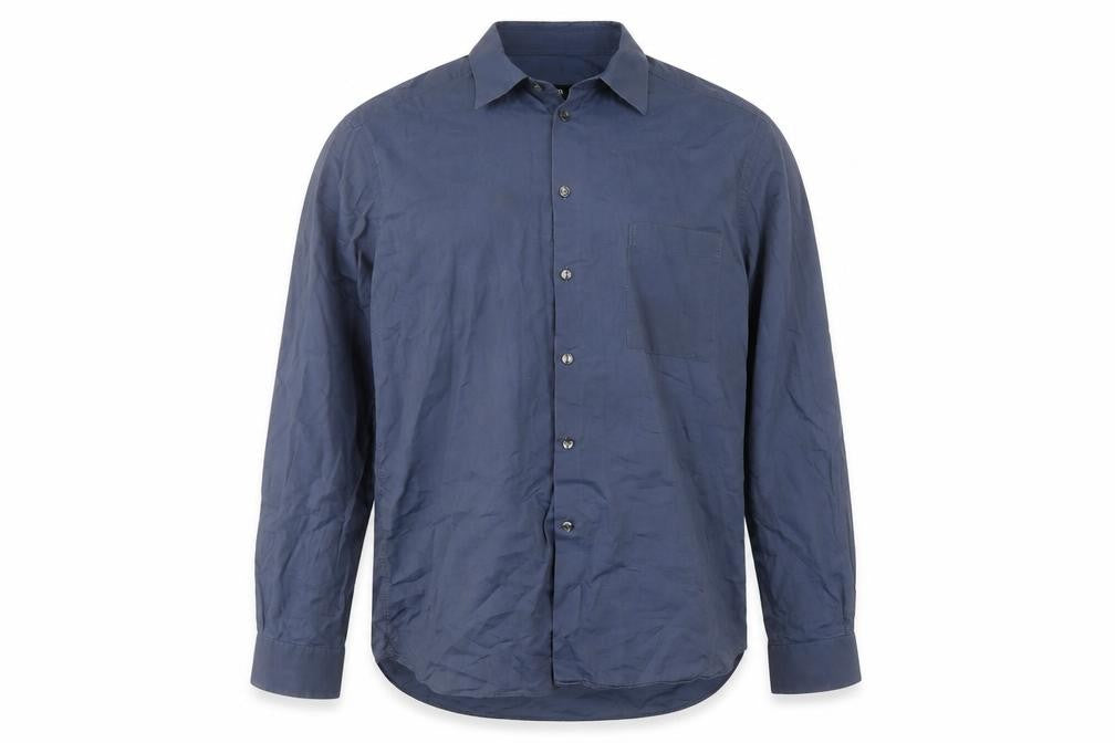 Front view of Hugo Boss Men's Blue Long Sleeve Cotton Shirt, size 42
