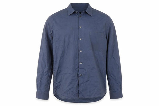 Front view of Hugo Boss Men's Blue Long Sleeve Cotton Shirt, size 42