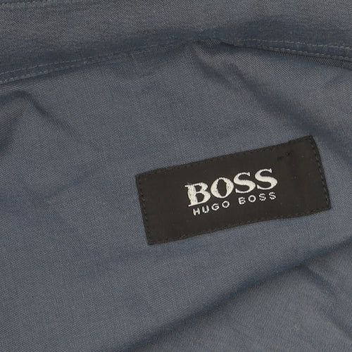 Hugo Boss Men's Blue Long Sleeve Cotton Shirt, Size 42