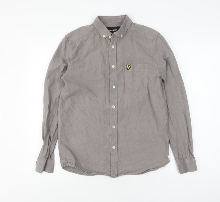 Lyle & Scott Men's Grey Button-Up Shirt, Size S