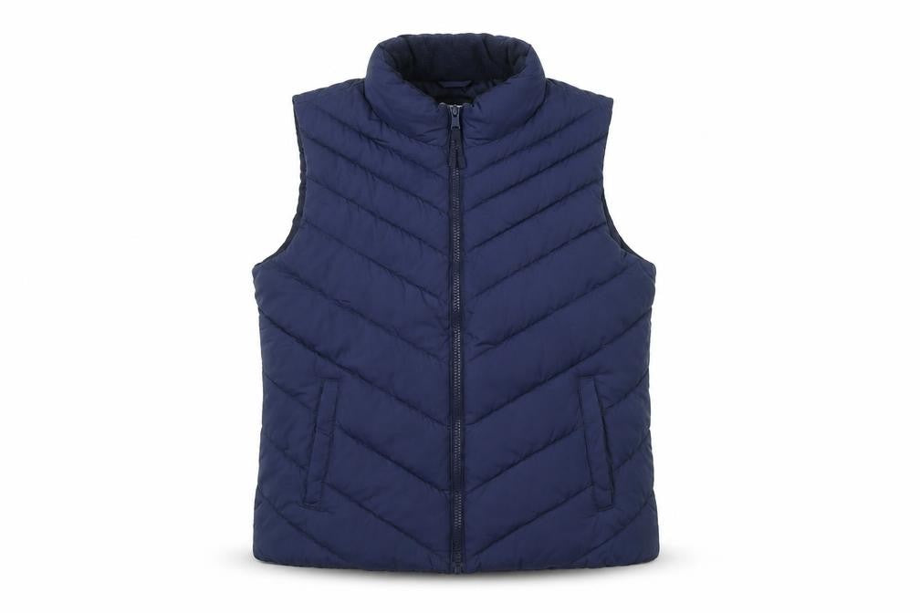 Front view of Gap Women's Blue Puffer Waistcoat, size 6, Regular