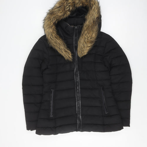 Golddigga Women's Black Puffer Jacket, Size 10, Winter Warmth