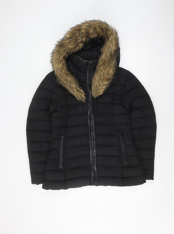 Golddigga Women's Black Puffer Jacket, Size 10, Winter Warmth