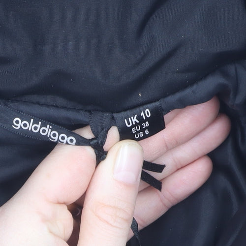 Golddigga Women's Black Puffer Jacket, Size 10, Winter Warmth