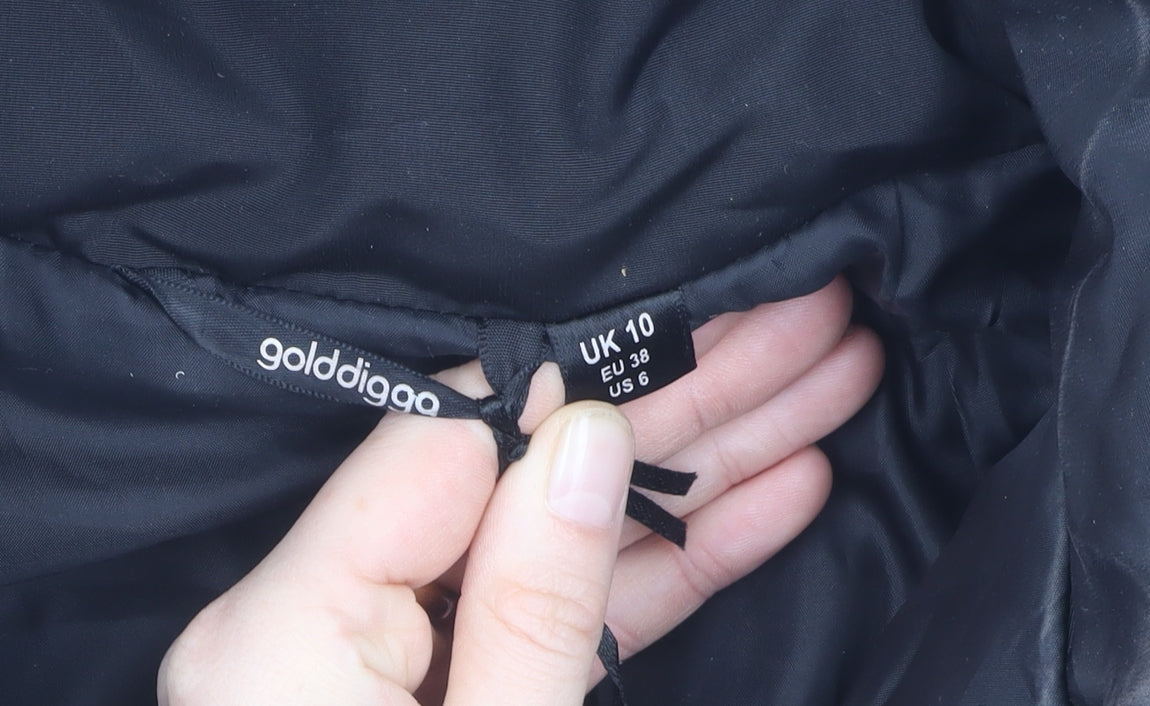 Golddigga Women's Black Puffer Jacket, Size 10, Winter Warmth