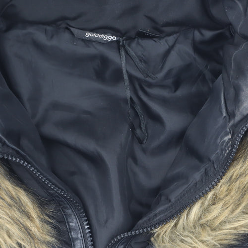 Golddigga Women's Black Puffer Jacket, Size 10, Winter Warmth