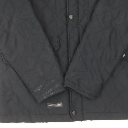 Trespass Men's Black Quilted Jacket M Stand-Up Collar