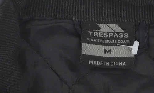 Trespass Men's Black Quilted Jacket M Stand-Up Collar