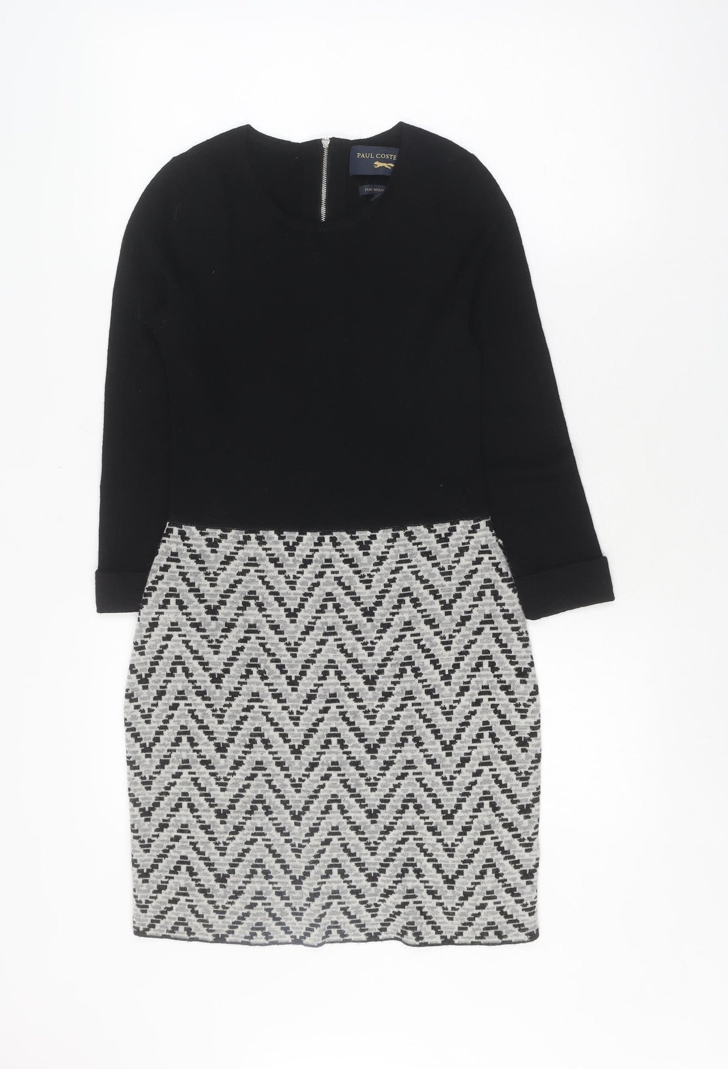 Paul Costelloe Women's Black Wool Sheath Dress XS