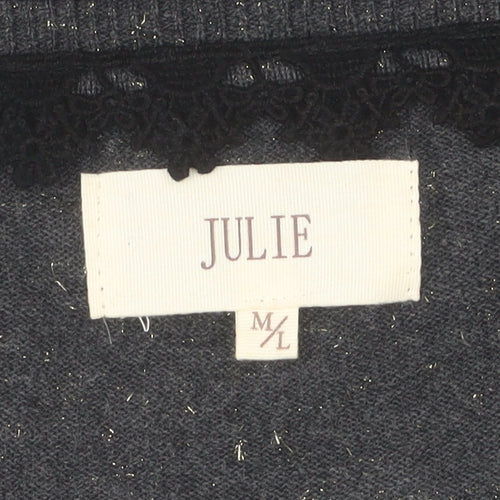 Julie Women's Black Cardigan M/L V-Neck Long Sleeve