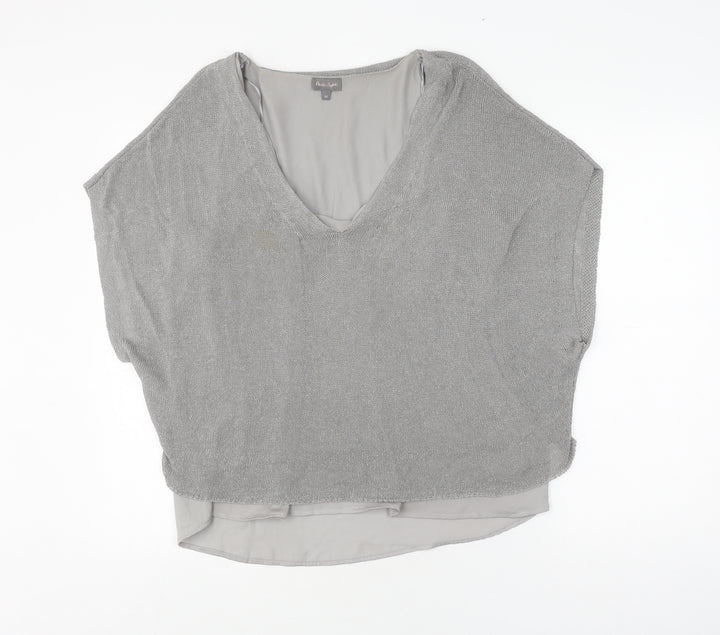 Phase Eight Women's Grey Knit V-Neck Top Size M