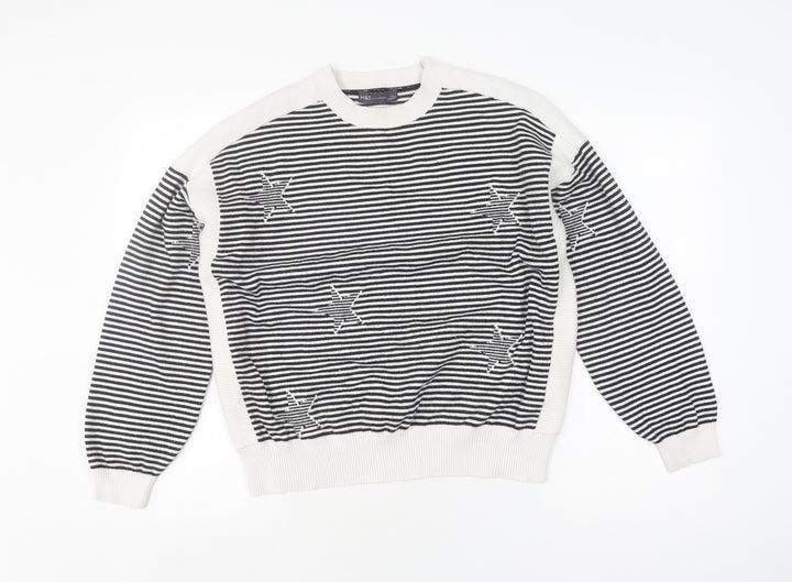 Marks & Spencer Women's L Black Striped Pullover Jumper