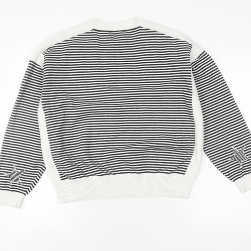 Marks & Spencer Women's L Black Striped Pullover Jumper