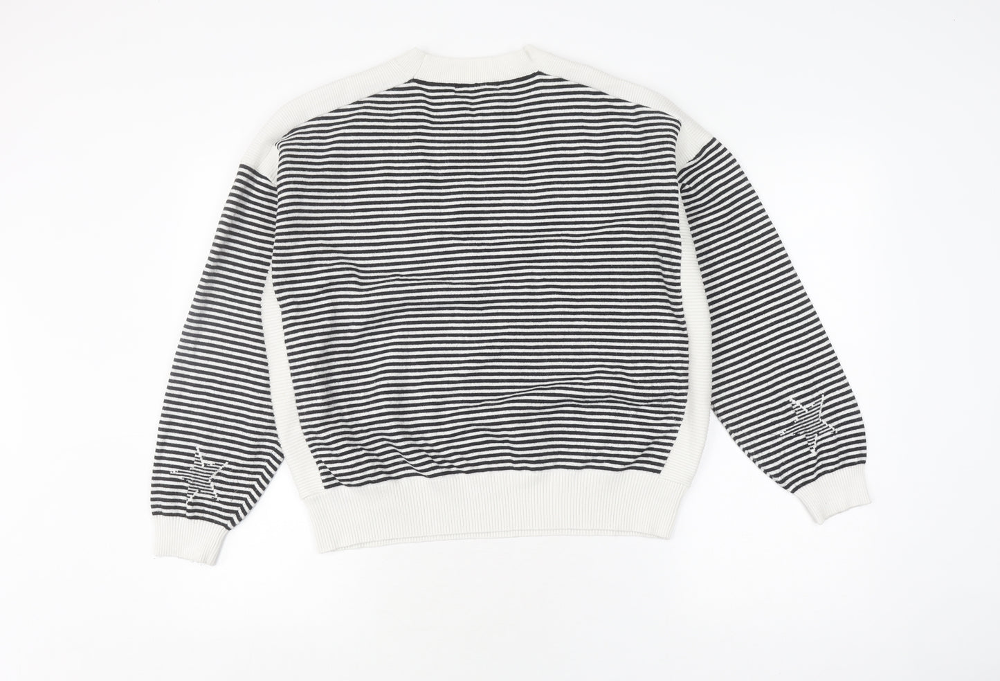 Marks & Spencer Women's L Black Striped Pullover Jumper